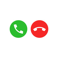 Poster - Accept and decline icon. Green answer and red decline button. Vector EPS 10. Isolated on white background