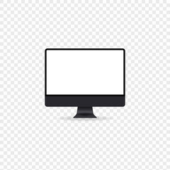 Poster - Computer monitor icon. Dark computer. Realistic design. Vector EPS 10. Isolated on transparent background.