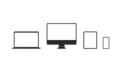 Poster - Devices icon set in black. Laptop, computer monitor, tablet and phone sign. Vector EPS 10. Isolated on white background