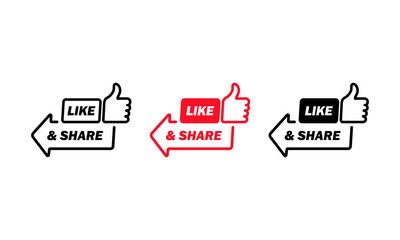 Poster - Like and share button set. Social media users. Vector EPS 10. Isolated on white background