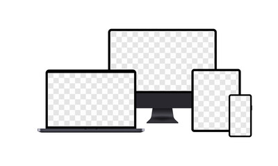 Poster - Set of realistic computer monitors, laptops, tablets and mobile phones. Vector EPS 10. Isolated on white background
