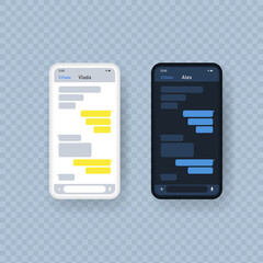Poster - Messenger window icon. Chat app in dark and light theme. Social network concept. Vector EPS 10. Isolated on transparent background