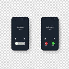 Poster - Phone call screen template. Incoming call. Vector EPS 10. Isolated on transparent background