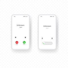 Poster - Set of interfaces for incoming calls to mobile phones. Call screen smartphone template. Vector EPS 10. Isolated on transparent background