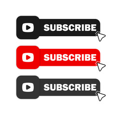 Poster - Subscribe button icon set. Member of channel. Social network. Vector EPS 10. Isolated on white background