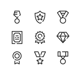 Poster - award line icons set. modern graphic design concepts, black stroke linear symbols, simple outline el