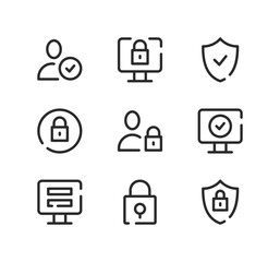 Fototapete - Account security line icons set. Modern graphic design concepts, black stroke linear symbols, simple outline elements collection. Vector line icons