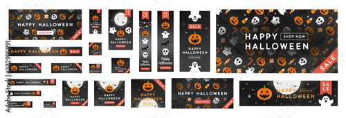 Fotografía Standard size ad banner complete set for Halloween sale