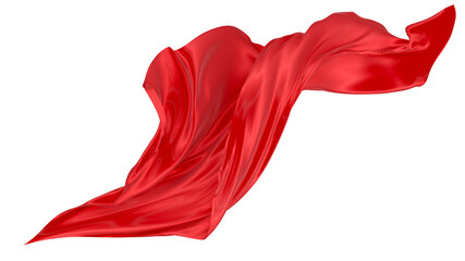 Wall Mural - Beautiful flowing fabric of red wavy silk or satin. 3d rendering image.