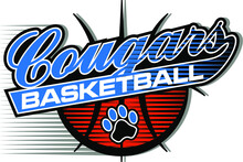 Cougars Basketball Team Design With Script And Tail For School, College Or League