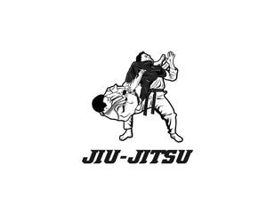 Poster - martial arts jiu jitsu logo design illustration.