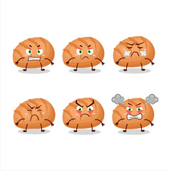 Wall Mural - Bun bread cartoon character with various angry expressions