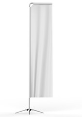 Wall Mural - Blank white block rectangular feather flag outdoor  stand promotional banner flag mock up template on white background. 3d illustration.