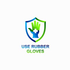 Sticker - rubber gloves vector icon template