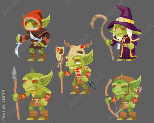Fotografía Goblins characters set dungeon monster army fantasy medieval action RPG game cha