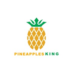 Wall Mural - pineapple fruit vector logo with crown