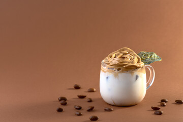 Fototapete - Dalgona coffee.Trendy Korean drink.