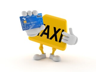 Wall Mural - Taxi character holding credit card