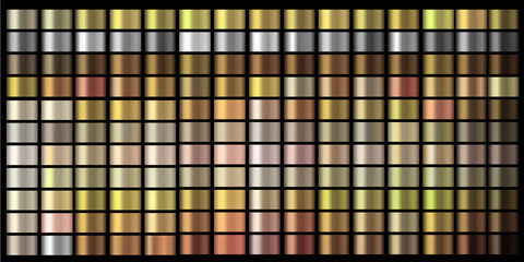 Wall Mural - vector gradients collection. gold, golden, gold rose, silver, bronze, copper, chrome colors gradient