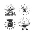 Set of vintage blacksmith labels and design elements.