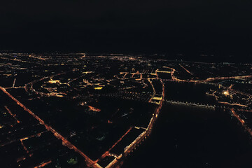 Aerial Townscape of Saint Petersburg City at Night. Kalininsky District