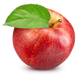 Wall Mural - Fresh organic red apple with leaves