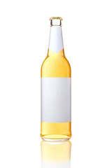 Leinwandbilder - Single transparent glass bottle with blank white label.