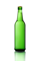 Leinwandbilder - 3d model of one green bottle. Glass beer bottle isolated on white.