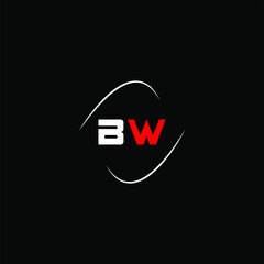 B W letter logo abstract design on black color background design