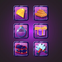 Wall Mural - set of halloween gui icon with frame border for 2d games vector illustration