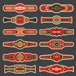 © ONYXprj - Cigar labels. Colorful vintage banded badges for cigar branding vector set. Cigar smoking different logotype, closeup label collection illustration
