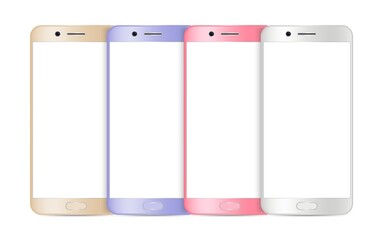 Poster - Smartphone mockup. Realistic mobile phone, gadgets isolated on white. Blank screen devices vector illustration. Mockup gadget device, mobile smartphone display
