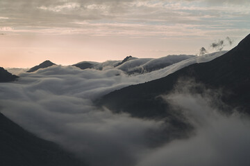 Fototapeta Sea of clouds on mountain tops  at Somiedo, Natural Park in Spain