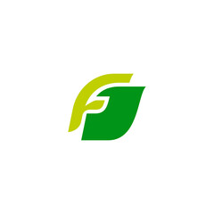 letter f logo of two geometric leaves