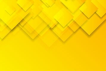Bright yellow glossy squares abstract tech background. Vector geometric design