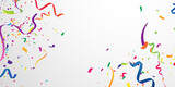 Fototapeta Uliczki - confetti and colorful ribbons. Celebration background template with