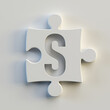 Jigsaw font 3d rendering, puzzle piece letter S
