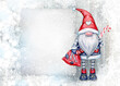 © rvika - Christmas  gnome  cartoon, greeting card for winter holidays. Merry Christmas greeting card.