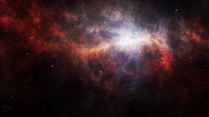 seamless loop space flight into the dusty side of the sword of orion. 4k 3d rendering. flight throug