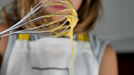 Sticker - child cook- liquid dough pastry and whisk