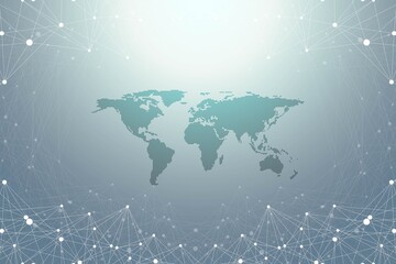 Fototapete - Big data visualization. Geometric abstract background visual information complexity. Futuristic infographics design. Technology background with connected line and dots, wave flow illustration