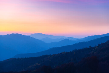 Poster - Autumn mountains at sunrise. Carpathian mountains, Ukraine. Landscape photography