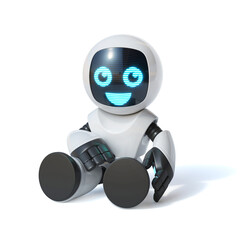 Sticker - Little robot toy, cute robot isolated on white background, 3d rendering