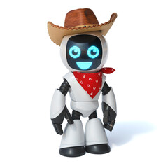 Sticker - Little robot cowboy 3d rendering