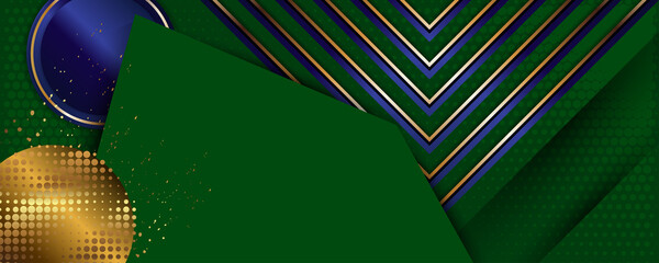 Wall Mural - Christmas Happy New Year banner, Vector Xmas on green background abstract golden holiday elements. Horizontal christmas posters, cards, headers, website