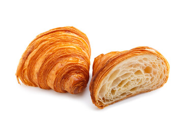 Freshly baked croissant cut in half