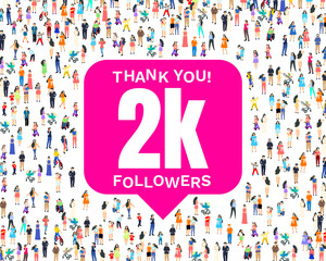 Thank you followers peoples, 2k online social group, happy banner celebrate, Vector