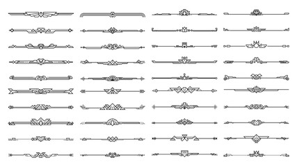 Set of Art deco calligraphic page dividers.