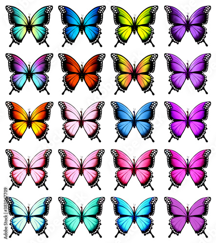 Dekoracja na wymiar  zestaw-kolorowych-motyli-wektor