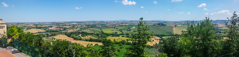 Wall Mural - Ultra wide view of the hill of the Marche land from Cingoli